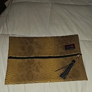 Makeup Junkie Bag! Mustard Yellow And Black Snake!! Great Condition,pre Owned